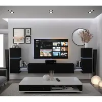 Furnitech Wohnwand Wohnzimmer - Wohnzimmer Möbel mit LED Blau - Hängend Wohnwand Modern - Wohnzimmer Schrankwand mit Regale und TV Schrank (AN104-21B-M4-1A)