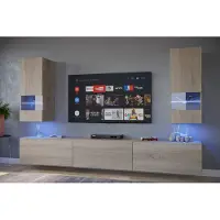 Furnitech Wohnwand Wohnzimmer - Wohnzimmer Schrankwand (Sezana AN21-18S-M3 1A)