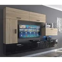 Furnitech Wohnwand Wohnzimmer | Hängend Wohnwand Modern | Wohnzimmer Schrankwand mit Regale und TV Schrank | Wohnzimmer Möbel ohne LED (Future C10_HGM_BS_13 1A)
