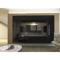 Furnitech Wohnwand Wohnzimmer - Wohnzimmer Möbel mit LED Weiß - Hängend Wohnwand Modern - Regale und TV Schrank (Monaco AN4-17B-HG20 1A)