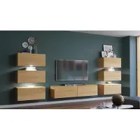 Furnitech Wohnwand Wohnzimmer - Hängend Wohnwand Modern - Wohnzimmer Schrankwand (Henri AN72-19D-M12-1C - 362cm)