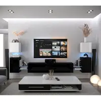 Furnitech Wohnwand Wohnzimmer - Hängend Wohnwand Modern - Wohnzimmer Schrankwand mit Regale und TV Schrank - Wohnzimmer Möbel ohne LED (AN105-21WB-HG4 1B)