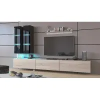 Furnitech Wohnwand Wohnzimmer - Hängend Wohnwand Modern - Regale und TV Schrank - Wohnzimmer Möbel ohne LED (Egina AN50-18BS-HGM8 1B)