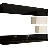 Furnitech Wohnwand Wohnzimmer - Hängend Wohnwand Modern - Regale und TV Schrank - Wohnzimmer Möbel ohne LED (Future C16/HG/BW/2 1A - 249 cm)