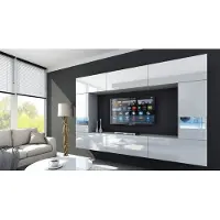 Furnitech Wohnwand Wohnzimmer - Wohnzimmer Möbel mit LED RGB - Wohnzimmer Schrankwand(Future C29/HG/W2 1B)