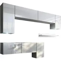 Furnitech Wohnwand Wohnzimmer | Hängend Wohnwand Modern | Wohnzimmer Schrankwand mit Regale und TV Schrank | Wohnzimmer Möbel ohne LED (Future C5/HG/W2 2B)