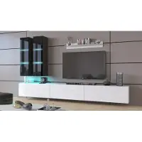 Furnitech Wohnwand Wohnzimmer - Hängend Wohnwand Modern - Regale und TV Schrank - Wohnzimmer Möbel ohne LED (Egina AN50-18WB-HG7 1A)