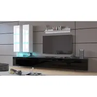 Furnitech Wohnwand Wohnzimmer - Wohnzimmer Möbel mit LED Blau - Hängend Wohnwand Modern - Regale und TV Schrank (Egina AN50-18BW-HG4 1B)