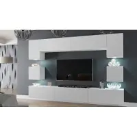 Furnitech Wohnwand Wohnzimmer - Hängend Wohnwand Modern - Wohnzimmer Schrankwand (Nowara AN1-17W-M53 1A MATT)
