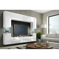 Furnitech Wohnwand Wohnzimmer - Wohnzimmer Möbel mit LED RGB - Hängend Wohnwand Modern - Wohnzimmer Schrankwand(Future C1/HG/W/2 1B)