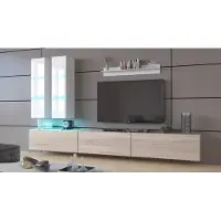 Furnitech Wohnwand Wohnzimmer - Hängend Wohnwand Modern - Wohnzimmer Schrankwand mit Regale und TV Schrank - Wohnzimmer Möbel ohne LED (Egina AN50-18WS-HGM5 1A)