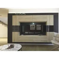 Furnitech Wohnwand Wohnzimmer - Wohnzimmer Möbel mit LED Weiß - Hängend Wohnwand Modern - Regale und TV Schrank (Monaco AN4-17SB-HGM40 1B)