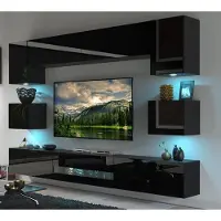 Furnitech Wohnwand Wohnzimmer - Wohnzimmer Schrankwand (Besta DAN1-17B-HG20 1B)