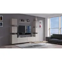 Furnitech Wohnwand Wohnzimmer - Hängend Wohnwand Modern - Regale und TV Schrank - Wohnzimmer Möbel ohne LED (Future C34-M-S3 1B)