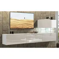 Furnitech Wohnwand Wohnzimmer - Wohnzimmer Möbel mit LED RGB - 16 Farben - Hängend Wohnwand Modern - Regale und TV Schrank (Future C38/HG/W2 1A - 249 cm)