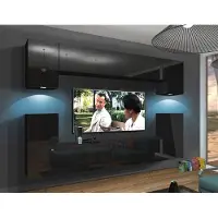 Furnitech Wohnwand Wohnzimmer - Hängend Wohnwand Modern - Regale und TV Schrank - Wohnzimmer Möbel ohne LED (Rodos AN43/17B/HG20 1A)
