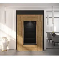 Furnitech GF85 Flur Dielenmöbel Garderobenschrank Dielenschrank Schuhschrank Flurmöbel Set Matt (LED RGB (16 Farben), GF85-21DZ-M4)