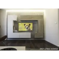 Furnitech Colmar Modernes Wohnzimmer Wohnwände Wohnschränke Schrankwand Schwarz Weiß Hochglänzend AN 7 (Möbel ohne LED, AN7-17WS-HGM32 1B)