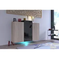 Furnitech K5 Modernes Wohnzimmer, Kommode, Schrank, Sideboard, Schlafzimmer, Esszimmer, Wohnzimmermöbel (LED blau, K5-18HGM-SB7)