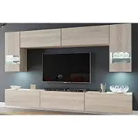 Furnitech Wohnwand Wohnzimmer - Wohnzimmer Möbel mit LED Blau - Hängend Wohnwand Modern - Regale und TV Schrank (Future C79-M-S3 1A)