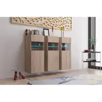Furnitech K3 Modernes Wohnzimmer, Kommode, Schrank, Sideboard, Schlafzimmer, Esszimmer, Wohnzimmermöbel Matt (LED weiß, K3-M20-S2)