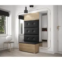 Furnitech GF79 Flur Dielenmöbel Garderobenschrank Dielenschrank Schuhschrank Flurmöbel Set Spiegel Matt (GF79-21S-M3)