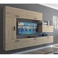 Furnitech Wohnwand Wohnzimmer | Hängend Wohnwand Modern | Wohnzimmer Schrankwand mit Regale und TV Schrank | Wohnzimmer Möbel ohne LED (Future C10/M/S/28 1B)