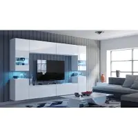 Furnitech Wohnwand Wohnzimmer - Wohnzimmer Möbel mit LED RGB - Hängend Wohnwand Modern - Wohnzimmer Schrankwand(Future C27/HG/W2 1B)