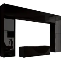 Furnitech Wohnwand Wohnzimmer - Wohnzimmer Möbel mit LED RGB - 16 Farben - Hängend Wohnwand Modern - Wohnzimmer Schrankwand mit Regale und TV Schrank (Future C3/HG/B1 1B)