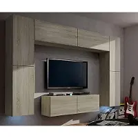 Furnitech Wohnwand Wohnzimmer - Wohnzimmer Möbel mit LED RGB - 16 Farben - Hängend Wohnwand Modern - Regale und TV Schrank (Future C3/S/M4 1A)