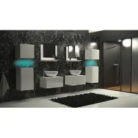 Furnitech ALIUS 36 Badezimmer Bademöbel Badeschränke Spiegel Set (LED blau, A36/HG/W/2)
