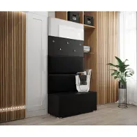 Furnitech GF78 Flur Dielenmöbel Garderobenschrank Dielenschrank Schuhschrank Flurmöbel Set Spiegel Matt (GF78-21B-M1)
