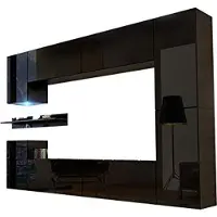 Furnitech Wohnwand Wohnzimmer - Wohnzimmer Möbel mit LED RGB - 16 Farben - Hängend Wohnwand Modern - Wohnzimmer Schrankwand mit Regale und TV Schrank (Future C13/HG/B2 1A)