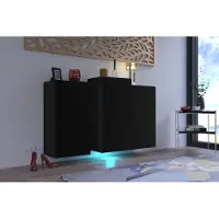 Furnitech K6 Modernes Wohnzimmer, Kommode, Schrank, Sideboard, Schlafzimmer, Esszimmer, Wohnzimmermöbel Matt (LED RGB 16 Farben, K6-18M-B1)