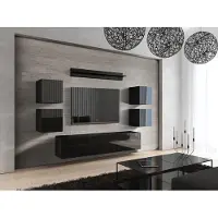Furnitech Wohnwand Wohnzimmer | Hängend Wohnwand Modern | Wohnzimmer Schrankwand mit Regale und TV Schrank | Wohnzimmer Möbel ohne LED (Future C41/HG/B/1 1C)