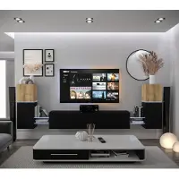 Furnitech Wohnwand Wohnzimmer - Hängend Wohnwand Modern - Regale und TV Schrank - Wohnzimmer Möbel ohne LED (AN104-21DZB-M9 1A)