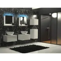 Furnitech ALIUS 37 Badezimmer Bademöbel Badeschränke Spiegel Set (LED RGB (16 Farben), A37/HG/W/2)