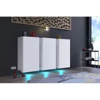 Furnitech K9 Modernes Wohnzimmer, Kommode, Schrank, Sideboard, Schlafzimmer, Esszimmer, Wohnzimmermöbel Matt (LED RGB 16 Farben, K9-18M-W2)
