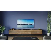 Furnitech TV Lowboard, TV Board hängend, TV Schrank 226 cm Eiche Gold Schwarze Kurze Zierleiste M9-24M-DZ4-LCZ2-1D