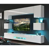 Furnitech Wohnwand Wohnzimmer - Wohnzimmer Möbel mit LED RGB - Wohnzimmer Schrankwand(Besta DAN1-17W-HG2 1B)