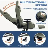 Selius Ergonomischer Gaming-Stuhl mit ausklappbarer Fußstütze und verstellbarer Rückenlehne in frischem Grün