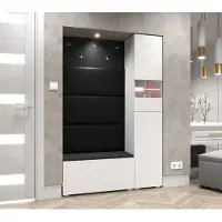 Furnitech GF84 Flur Dielenmöbel Garderobenschrank Dielenschrank Schuhschrank Flurmöbel Set Matt (Möbel ohne LED, GF84-21W-M2)