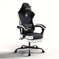 Selius Game-Stuhl – Ergonomischer Bürostuhl mit verstellbarer Höhe, Rückenlehne und Fußstütze in Schwarz-Weiß