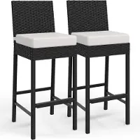 Selius Barkeeperstuhl - Barhocker - Terrassenstuhl - Gartenstuhl - Outdoor-Stuhl - Beigefarbiges Rattan-Set, 2 Stück