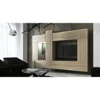 Furnitech Wohnwand Wohnzimmer - Wohnzimmer Möbel mit LED Blau - Hängend Wohnwand Modern - Regale und TV Schrank (Future C22_M_S_11)