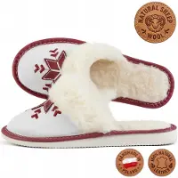 Tylbut Hausschuhe Damen Leder Schafwolle Gefüttert Bordeaux Handgenäht Gr. 37