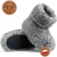Tylbut Damen Hausschuhe Hoch Graue Schafwolle Handgenäht Warm Bequem Gr. 37