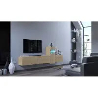 Furnitech Wohnwand Wohnzimmer - Hängend Wohnwand Modern - Regale und TV Schrank - Wohnzimmer Möbel ohne LED (Vector AN61-M-DZ-3 1A)