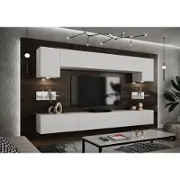 Furnitech Wohnwand Easy, TV Schrankwand 274 cm Weiß Matt, Push-to-Open, Modernes Wohnzimmermöbel Set EX12-25M-W-2