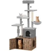 Garvee 3-in-1-Möbel für Katzentoilette – mehrstufiger Kratzbaum mit Hängematte,